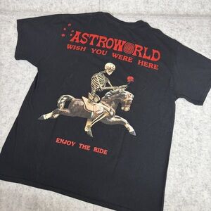 Astroworld Wish You Were Here t-shirt L black skeleton graphic Travis Scott y2k